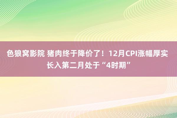 色狼窝影院 猪肉终于降价了！12月CPI涨幅厚实 长入第二月处于“4时期”