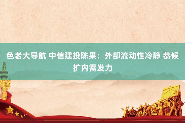 色老大导航 中信建投陈果：外部流动性冷静 恭候扩内需发力