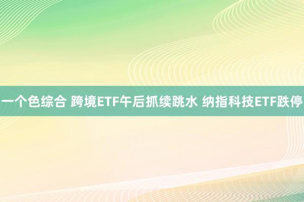 一个色综合 跨境ETF午后抓续跳水 纳指科技ETF跌停