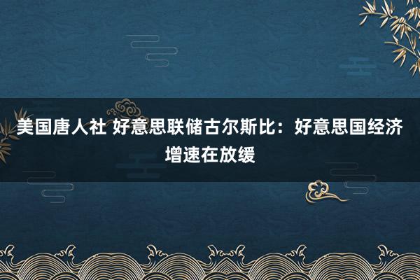 美国唐人社 好意思联储古尔斯比：好意思国经济增速在放缓