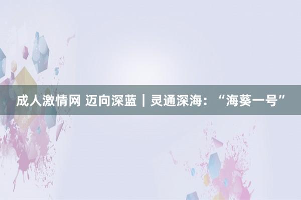 成人激情网 迈向深蓝｜灵通深海：“海葵一号”