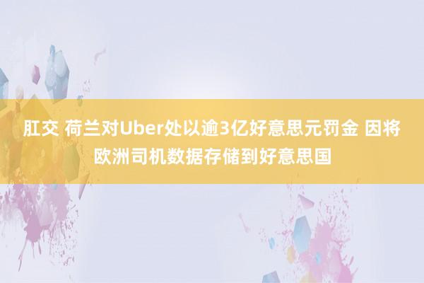 肛交 荷兰对Uber处以逾3亿好意思元罚金 因将欧洲司机数据存储到好意思国