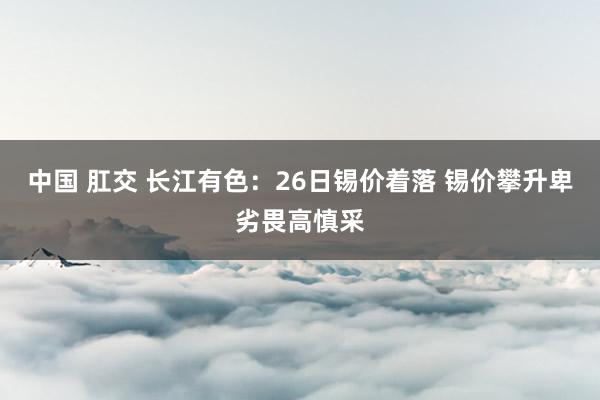 中国 肛交 长江有色：26日锡价着落 锡价攀升卑劣畏高慎采