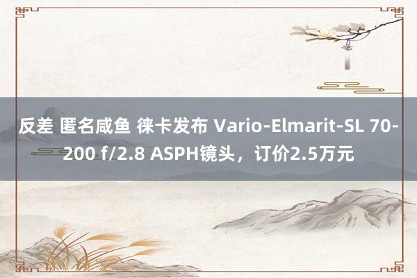 反差 匿名咸鱼 徕卡发布 Vario-Elmarit-SL 70-200 f/2.8 ASPH镜头，订价2.5万元