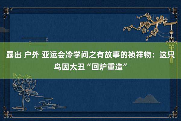 露出 户外 亚运会冷学问之有故事的祯祥物：这只鸟因太丑“回炉重造”